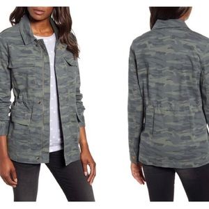 Nordstrom Caslon Camo Metallic Stitch Utility Jacket / Size Petite XL (14-16)
